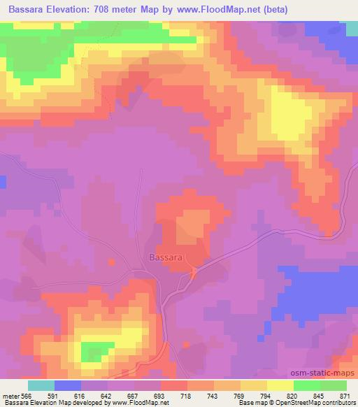 Bassara,Guinea Elevation Map