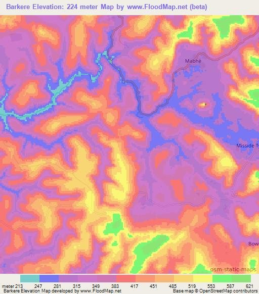 Barkere,Guinea Elevation Map