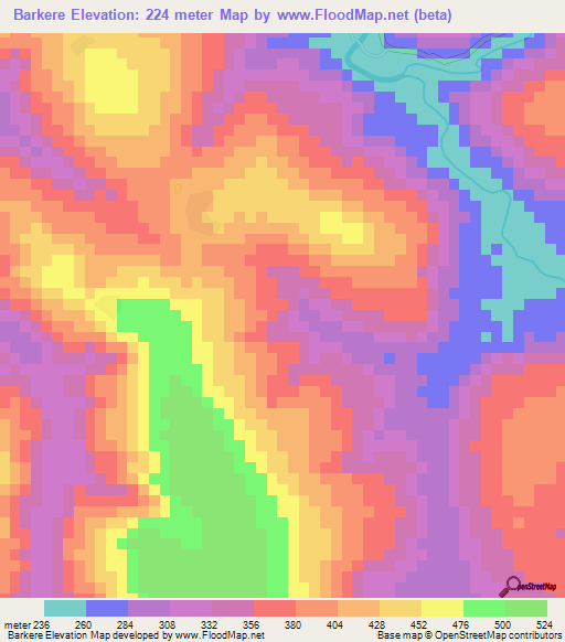 Barkere,Guinea Elevation Map