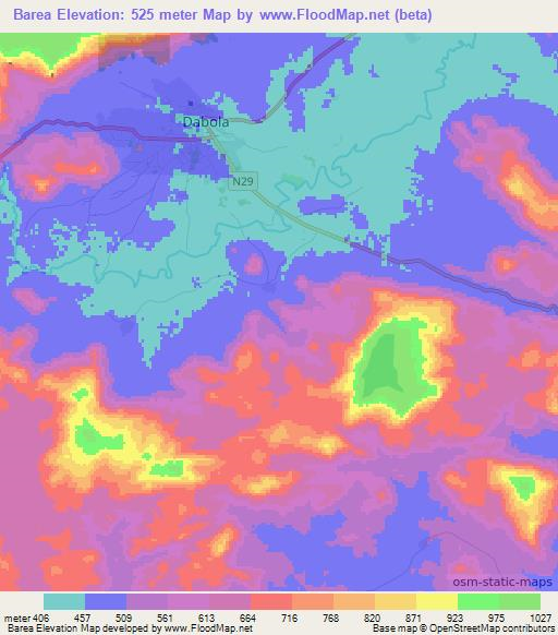 Barea,Guinea Elevation Map