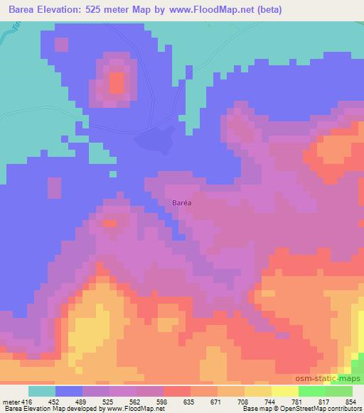 Barea,Guinea Elevation Map