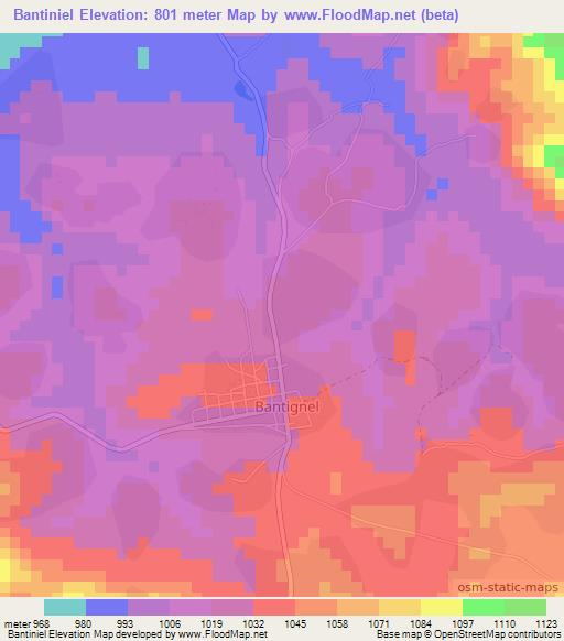 Bantiniel,Guinea Elevation Map