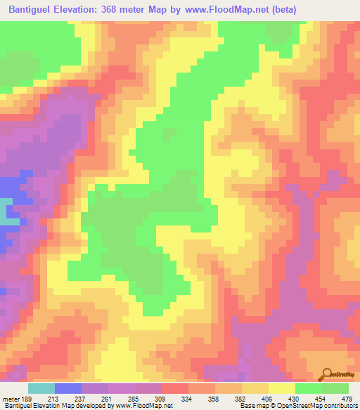 Bantiguel,Guinea Elevation Map