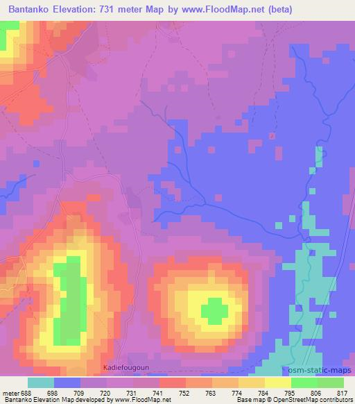 Bantanko,Guinea Elevation Map