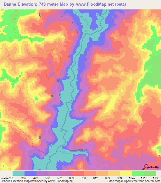 Banne,Guinea Elevation Map