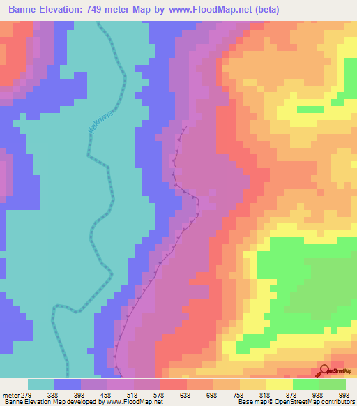 Banne,Guinea Elevation Map