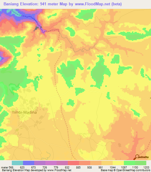 Baniang,Guinea Elevation Map