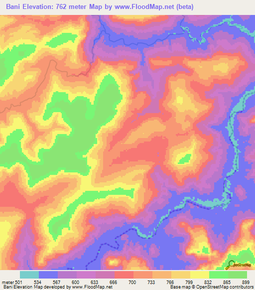 Bani,Guinea Elevation Map