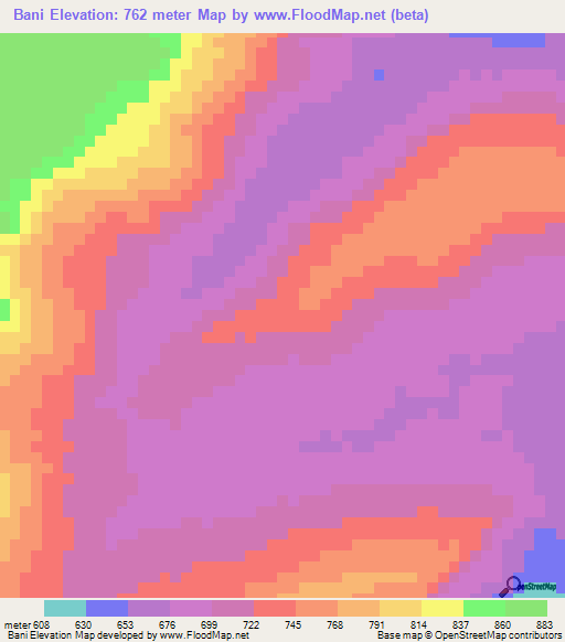 Bani,Guinea Elevation Map