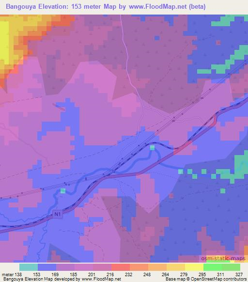 Bangouya,Guinea Elevation Map