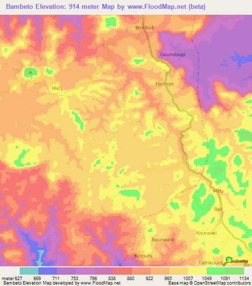 Bambeto,Guinea Elevation Map