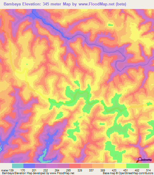 Bambaya,Guinea Elevation Map