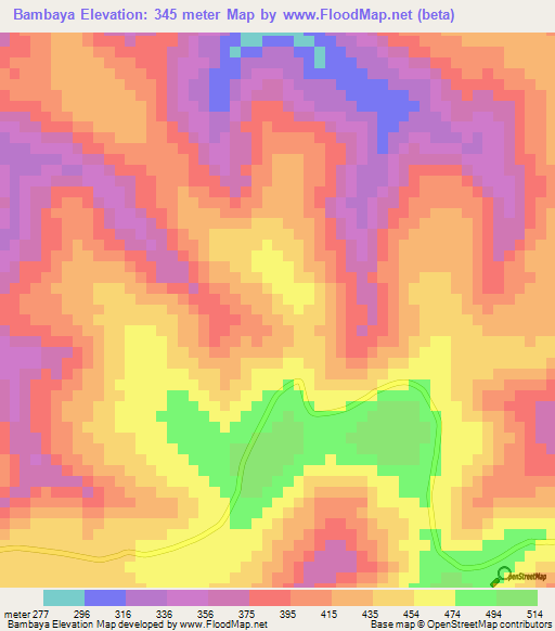 Bambaya,Guinea Elevation Map