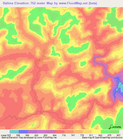 Balima,Guinea Elevation Map