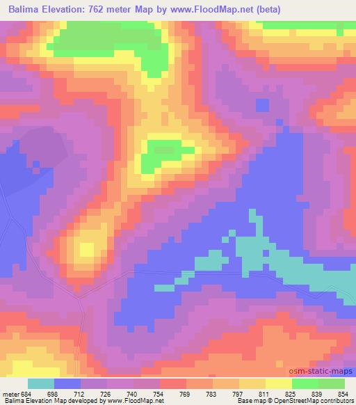 Balima,Guinea Elevation Map