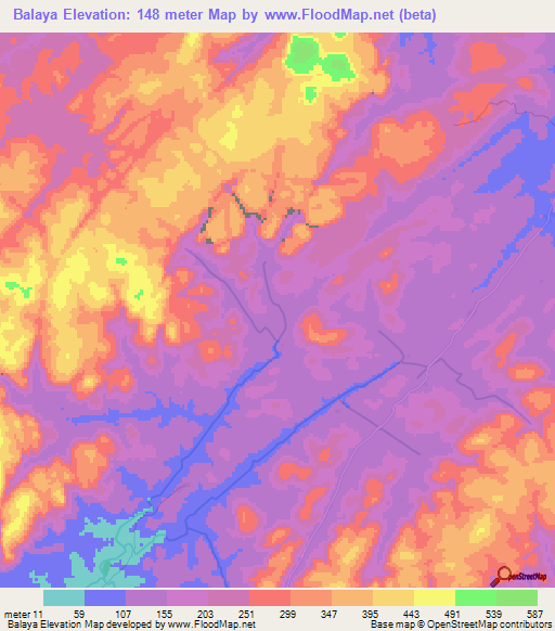 Balaya,Guinea Elevation Map