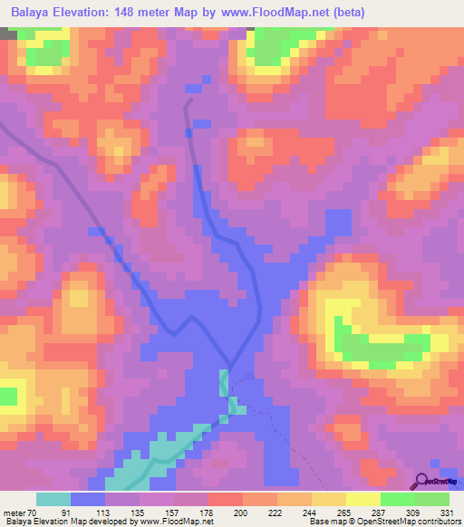 Balaya,Guinea Elevation Map