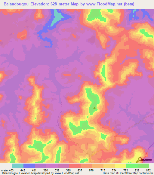 Balandougou,Guinea Elevation Map