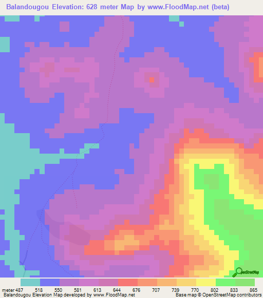 Balandougou,Guinea Elevation Map