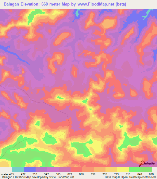 Balagan,Guinea Elevation Map