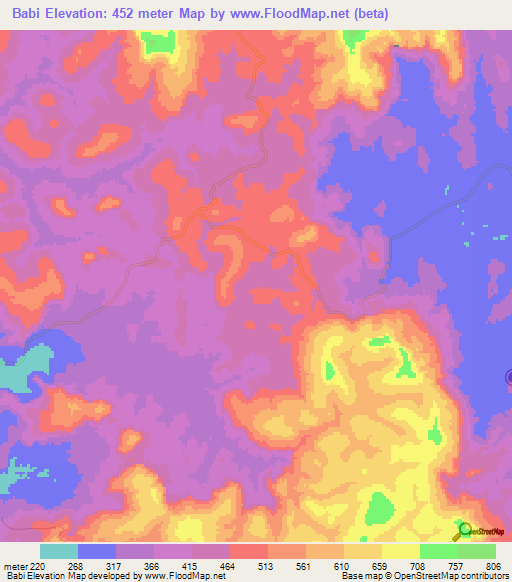 Babi,Guinea Elevation Map