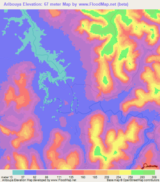 Aribouya,Guinea Elevation Map