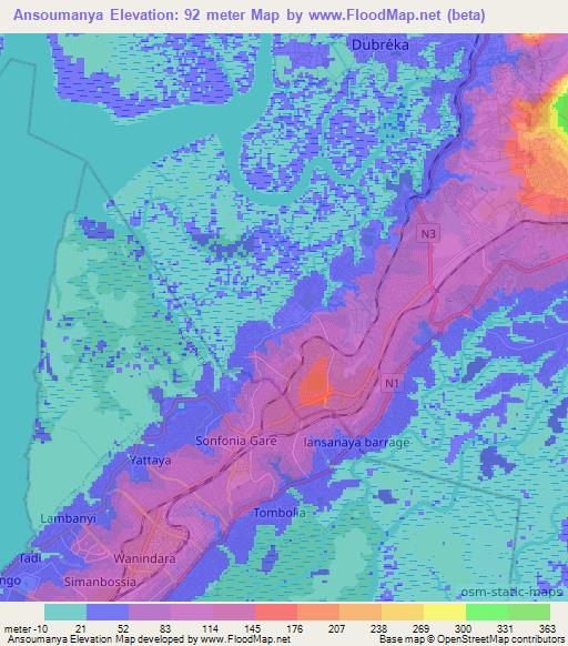 Ansoumanya,Guinea Elevation Map