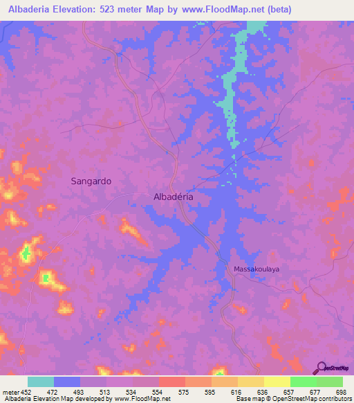 Albaderia,Guinea Elevation Map