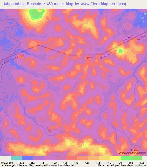 Adalamdjaki,Guinea Elevation Map