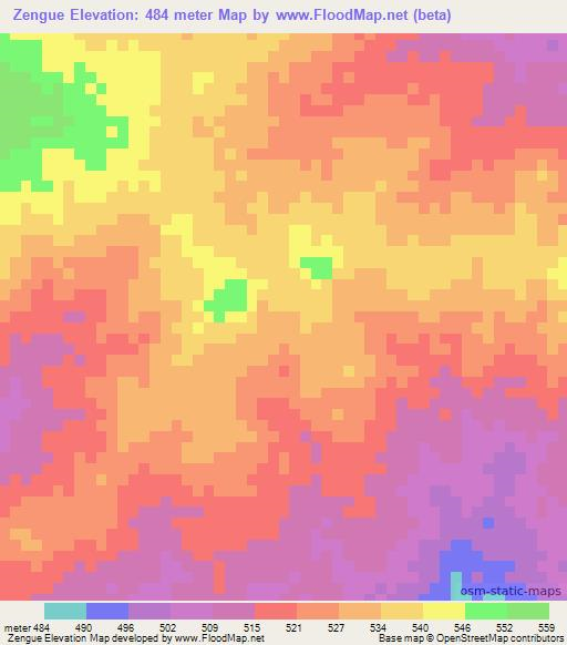 Zengue,Chad Elevation Map