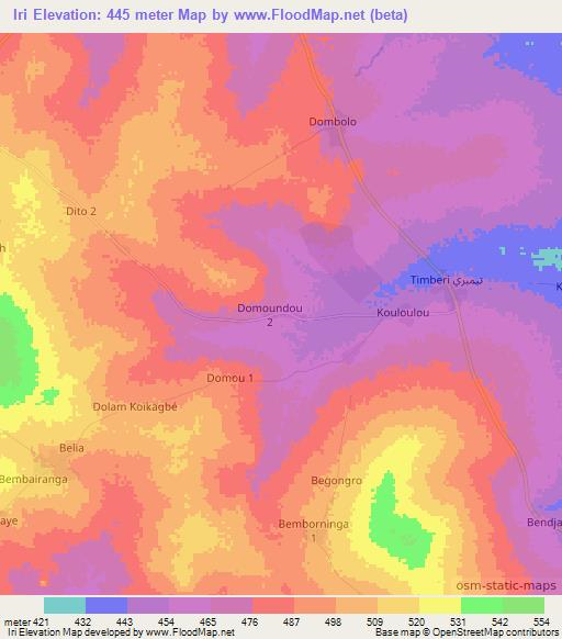 Iri,Chad Elevation Map