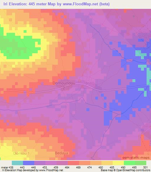 Iri,Chad Elevation Map