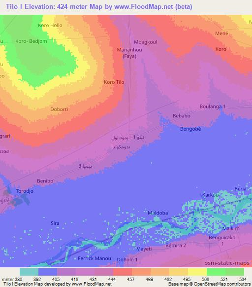 Tilo I,Chad Elevation Map