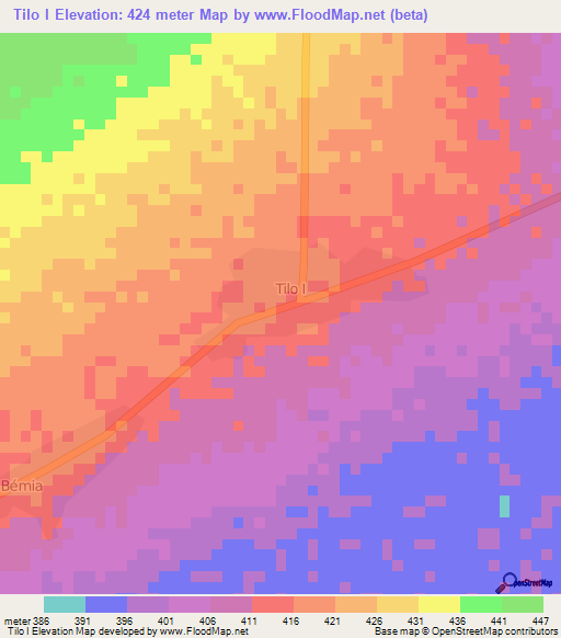 Tilo I,Chad Elevation Map