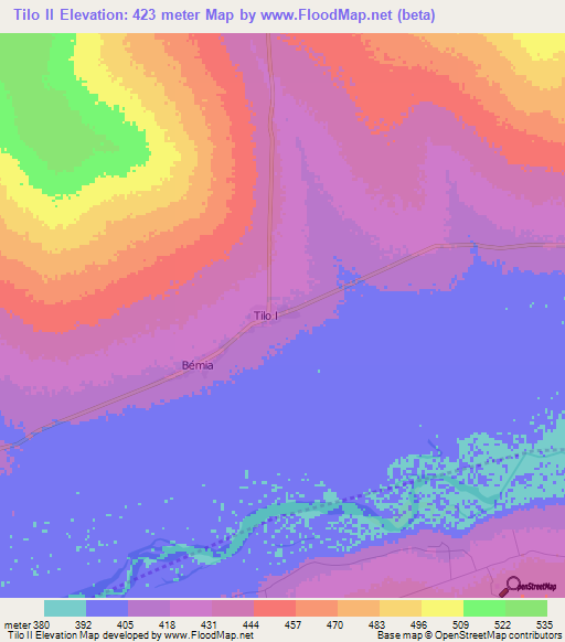 Tilo II,Chad Elevation Map