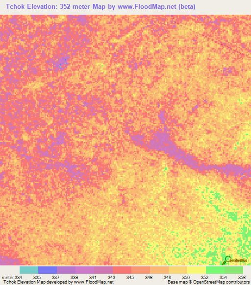 Tchok,Chad Elevation Map