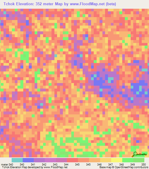 Tchok,Chad Elevation Map