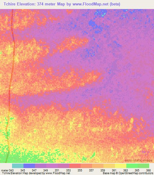 Tchire,Chad Elevation Map