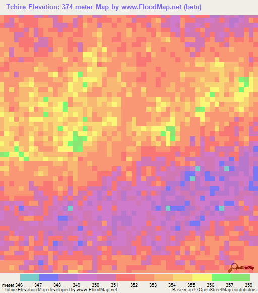 Tchire,Chad Elevation Map