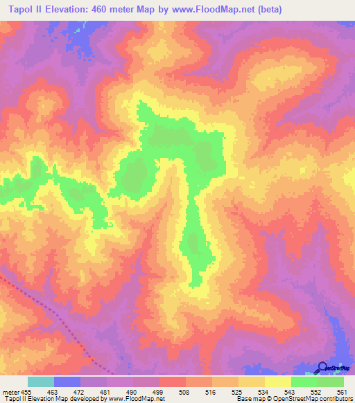 Tapol II,Chad Elevation Map