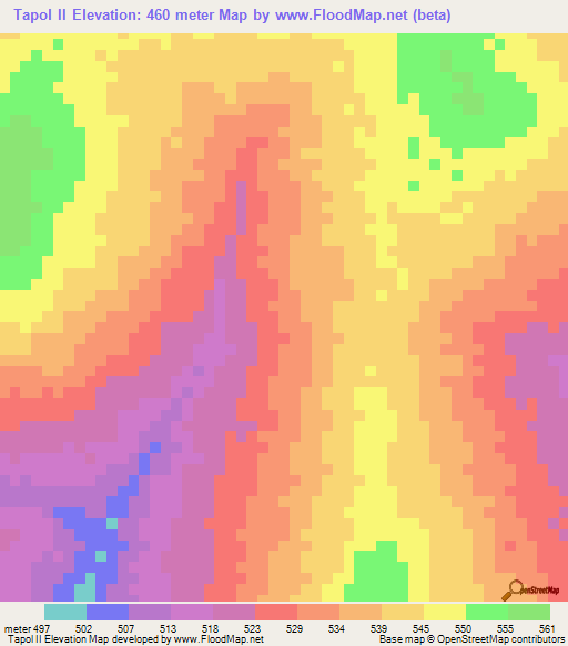 Tapol II,Chad Elevation Map