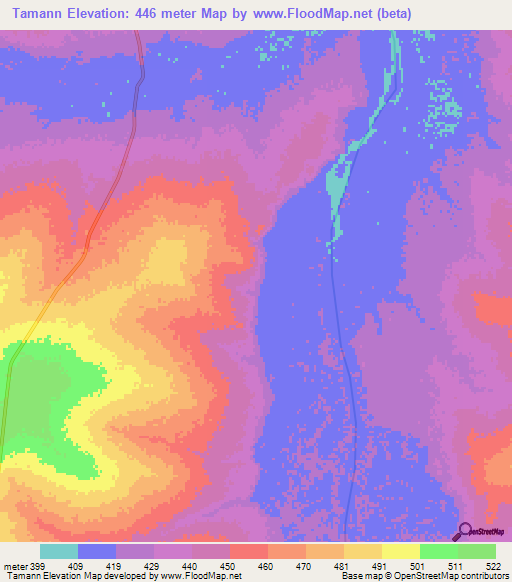 Tamann,Chad Elevation Map