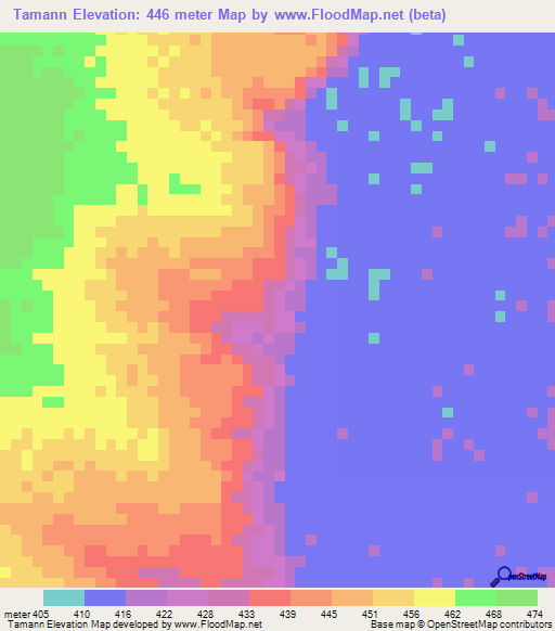 Tamann,Chad Elevation Map