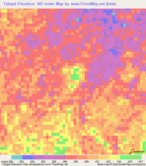 Takapti,Chad Elevation Map