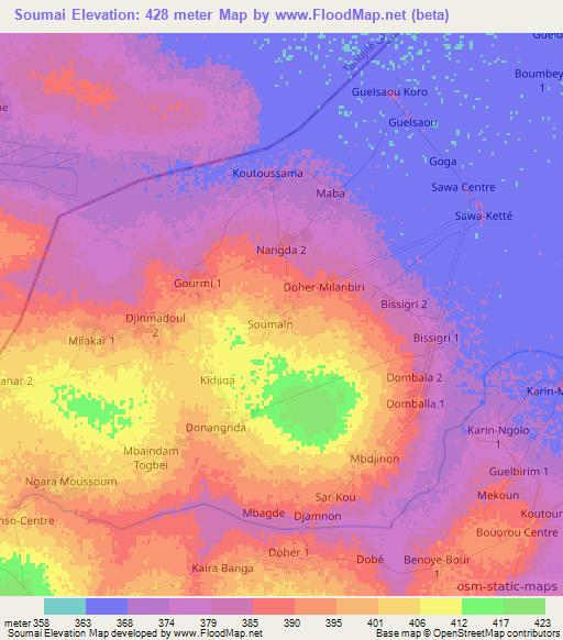 Soumai,Chad Elevation Map