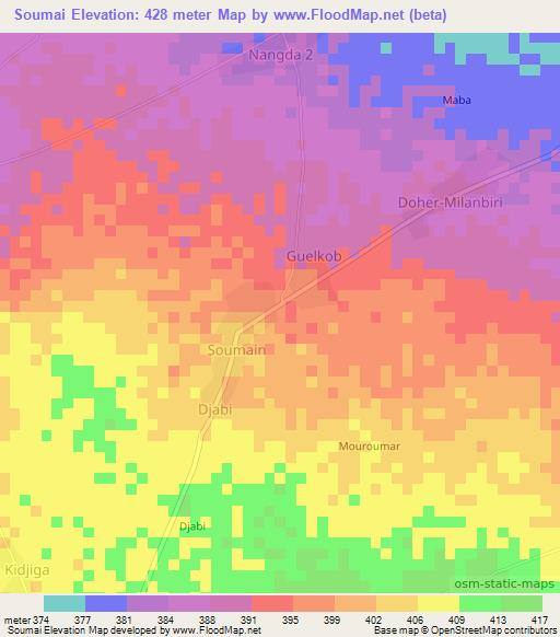 Soumai,Chad Elevation Map