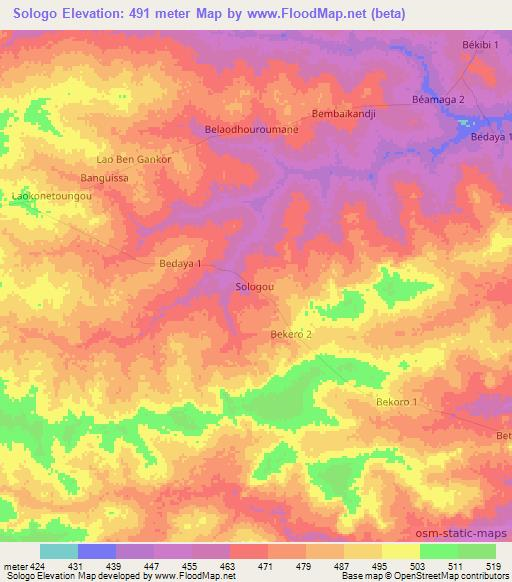 Sologo,Chad Elevation Map