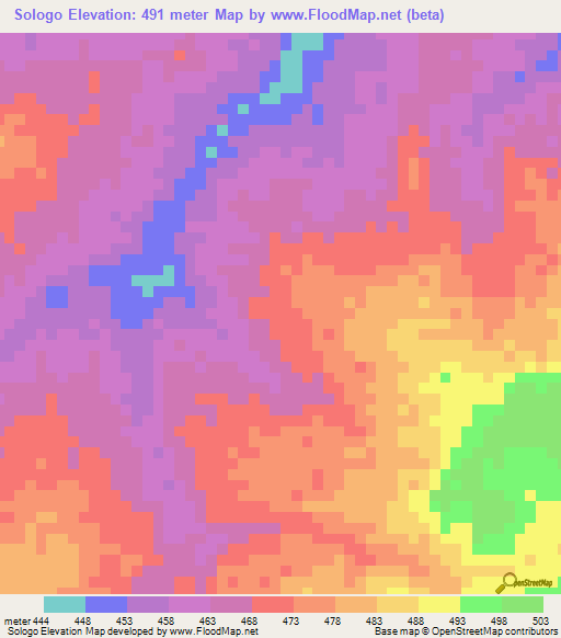 Sologo,Chad Elevation Map