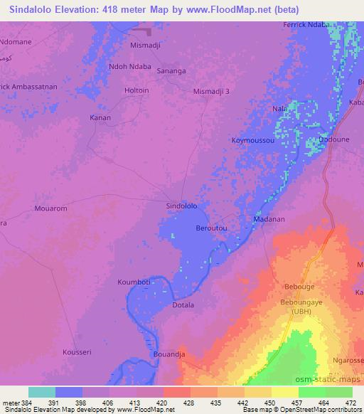 Sindalolo,Chad Elevation Map