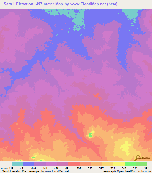 Sara I,Chad Elevation Map